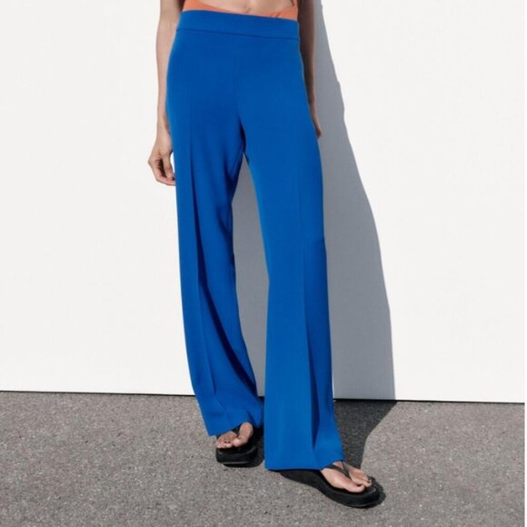 Zara Pants - NWT Zara High Waist Wide Leg Trouser S Cobalt Blue
